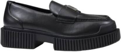 Armani Exchange Zwarte leren mocassin met rubberen zool