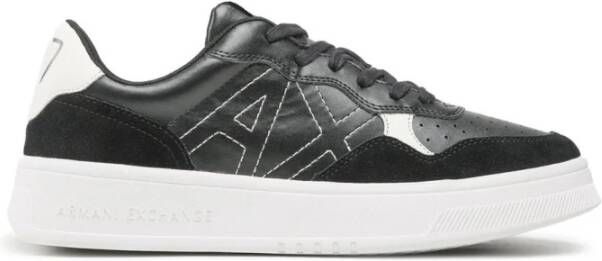 Armani Exchange Zwarte Sneakers met Suede Inzetstukken Black Heren