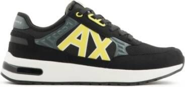 Armani Exchange Zwarte Sneakers met Suède Inzetstukken Black Heren