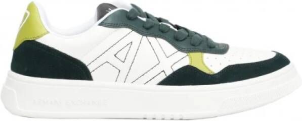 Armani Exchange Elegante Leren Sneakers Wit-Groen