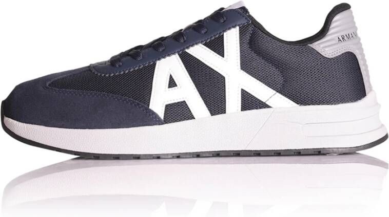 Armani Exchange Sneakers met Ronde Neus en Rubberen Zool Blue Heren