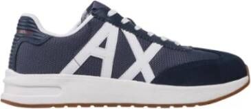 Armani Exchange Lederen sneakers met een groot logo Blauw Heren