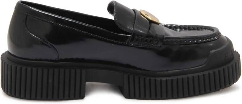 Armani Exchange Zwarte platte schoenen met vierkante hak Black Dames