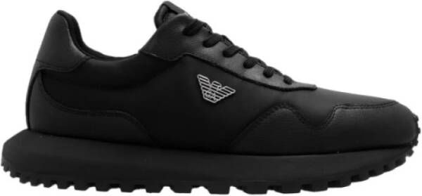 Emporio Armani Zwarte Sneakers Stijlvolle Metalen Adelaar Detail