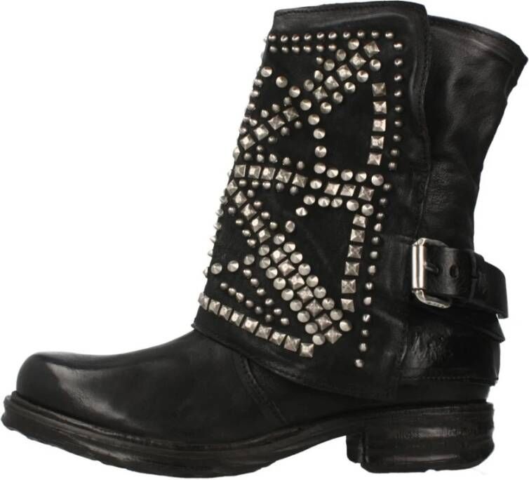 a.s.98 Studded Enkellaarzen Black Dames