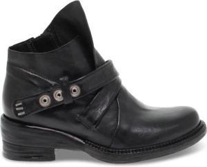 A.s.98 Zwarte Leren Enkellaars voor Dames Zwart Dames