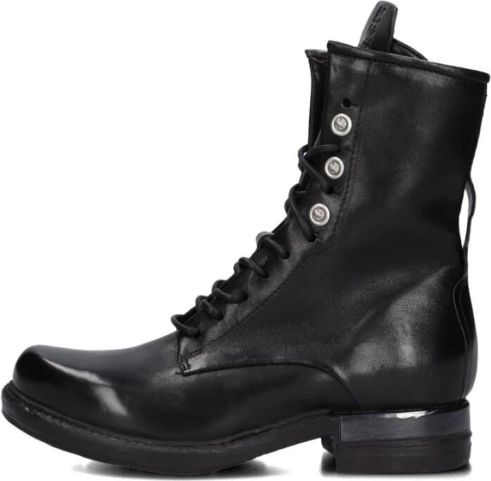 A.s.98 Zwarte leren veterschoenen