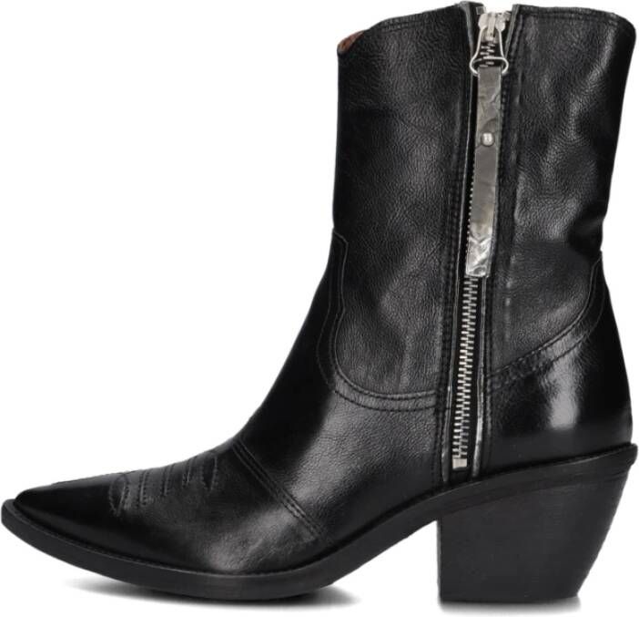 A.s.98 Zwarte Leren Western Enkellaarzen