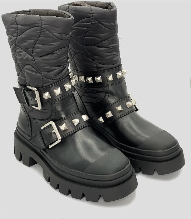 Ash Grote Laarzen Fietser Start Spikes en Twee Gespen Black Dames
