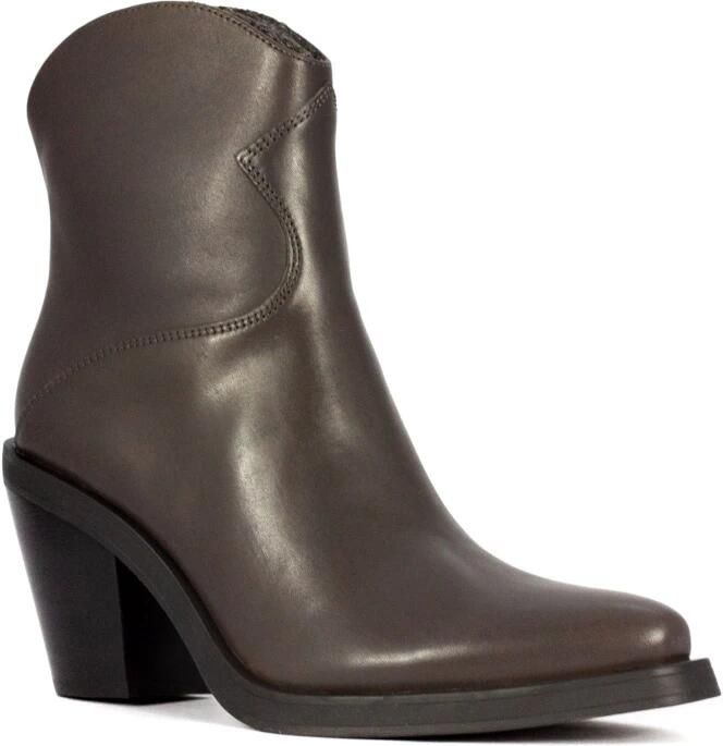 ASH Bruine Leren Enkellaarzen met Puntige Neus