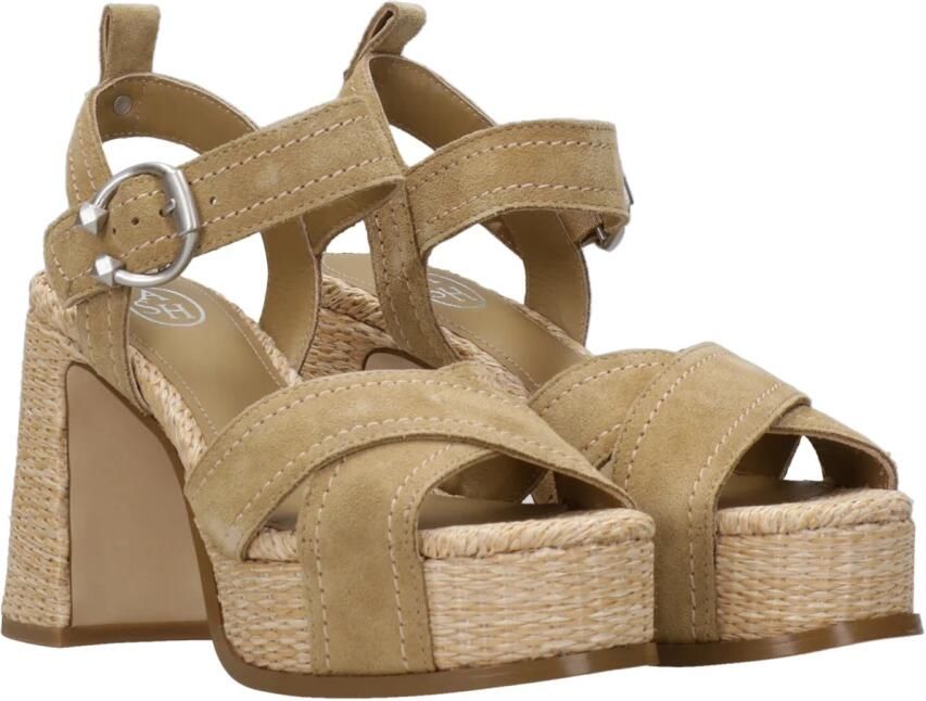 ASH Bruine Leren Sandalen met Gevlochten Motief