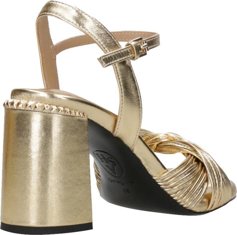 ASH Gouden Leren Sandalen met Blokhak
