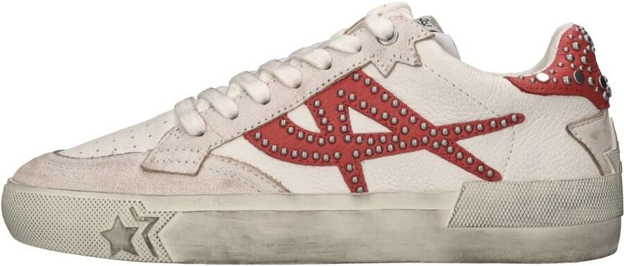 Ash Wit-rode leren sneakers met studs Beige Dames