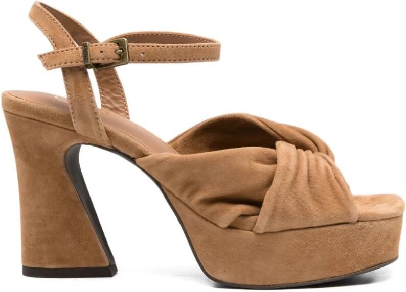 ASH Opus Suede Enkelband Hoge Hak Plateau Sandalen