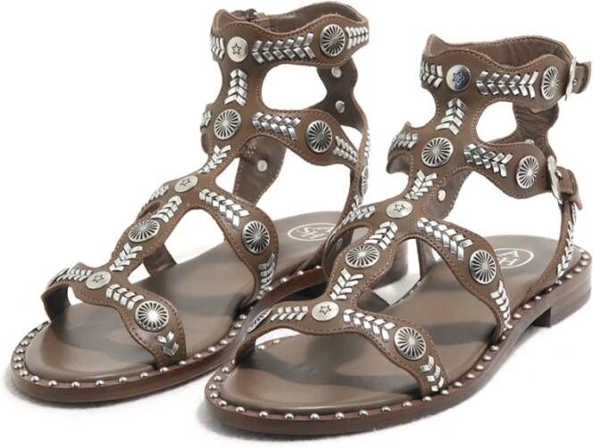 Ash Donkerbruine Lage Sandalen met Kooi Design Brown Dames - Foto 2