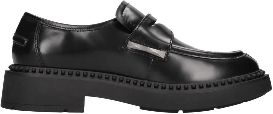 Ash Zwarte geborsteld leren loafer met lug zool Black Dames