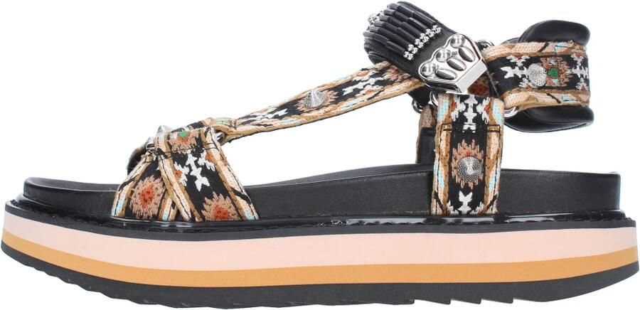 Ash Zwarte sandalen met Azteekse geïnspireerde borduursels en stud-details Black Dames