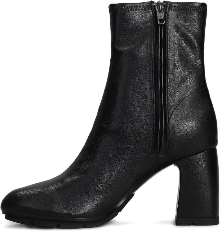 ASH Eco-leren enkellaars met hak in zwart