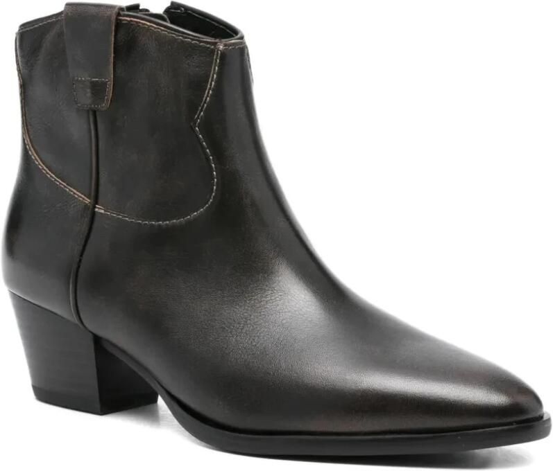 ASH Zwarte Leren Laarzen met Rubberen Zool