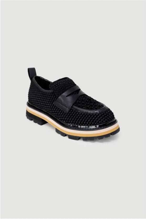 ASH Zwarte Leren Platte Schoen voor Vrouwen