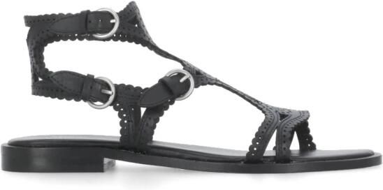 ASH Zwarte Leren Sandalen met Enkelband