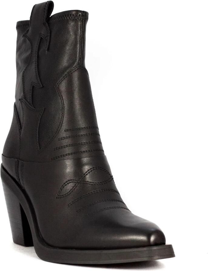ASH Zwarte leren Texaanse laarzen met stiksels