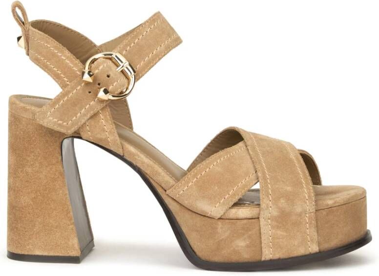 ASH Beige Suède Sandaal met Enkelband