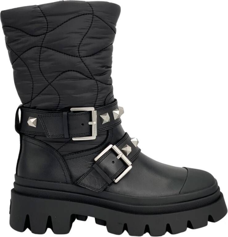Ash Grote Laarzen Fietser Start Spikes en Twee Gespen Black Dames