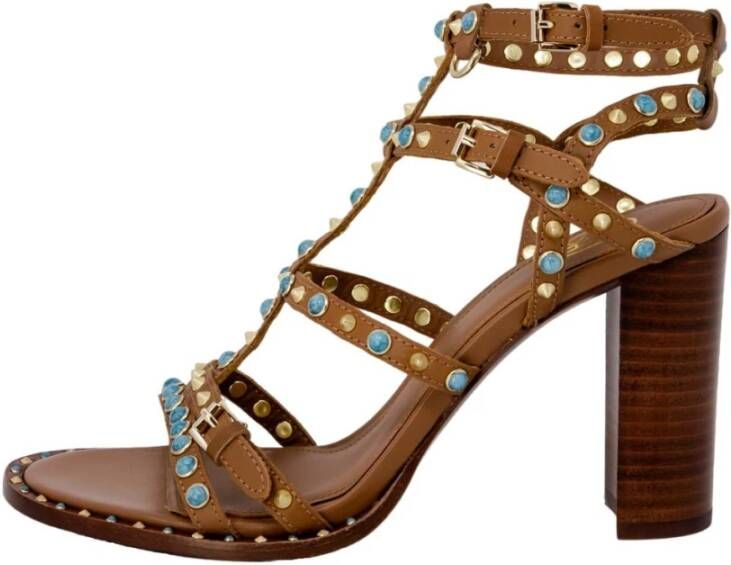 Ash Bruine sandalen met hak en studs Brown Dames