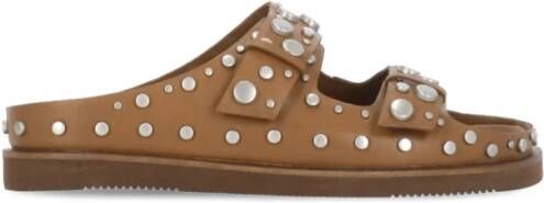 ASH Bruine Leren Sandalen met Stud Details