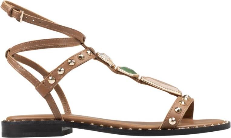 ASH Bruine Leren Sandalen voor Vrouwen