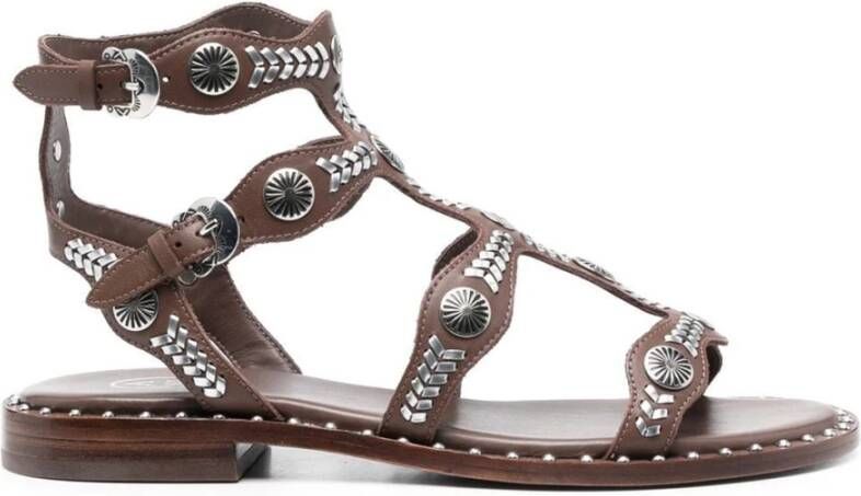 Ash Donkerbruine Lage Sandalen met Kooi Design Bruin Dames