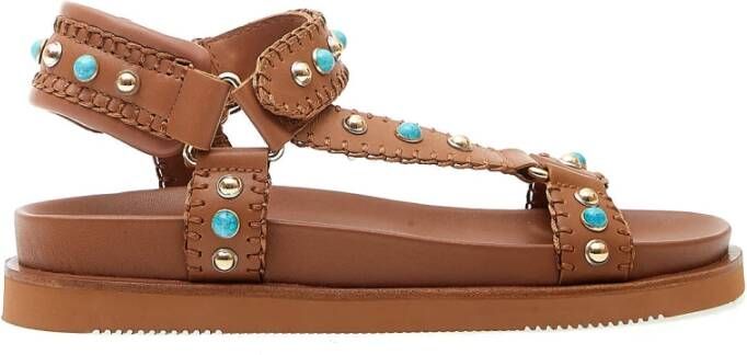 Ash Etnische Stijl Leren Sandalen Brown Dames