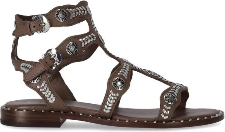 Ash Donkerbruine Lage Sandalen met Kooi Design Brown Dames