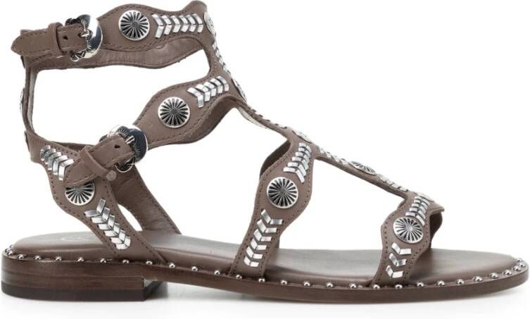 Ash Donkerbruine Lage Sandalen met Kooi Design Bruin Dames