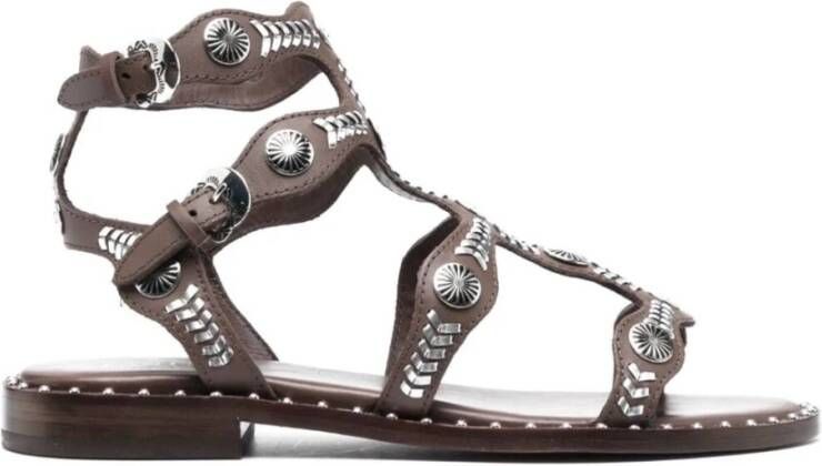 Ash Donkerbruine Lage Sandalen met Kooi Design Brown Dames