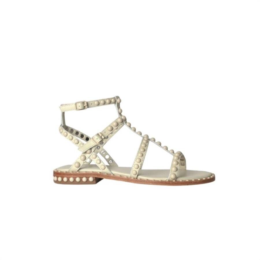 Ash Beige Studs Platte Sandalen Beige Dames