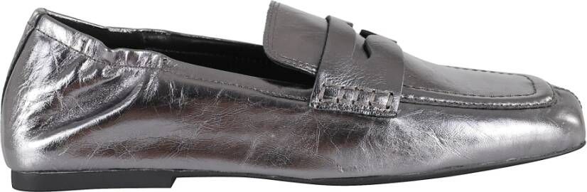 ASH Glanzende Loafer in Metallic Zilver Leer