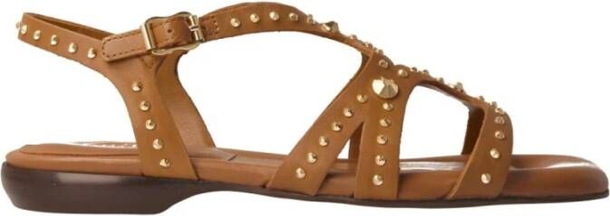 ASH Kameel leren sandaal met gouden studs