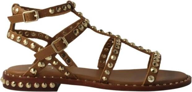ASH Kameel leren sandalen met gouden studs