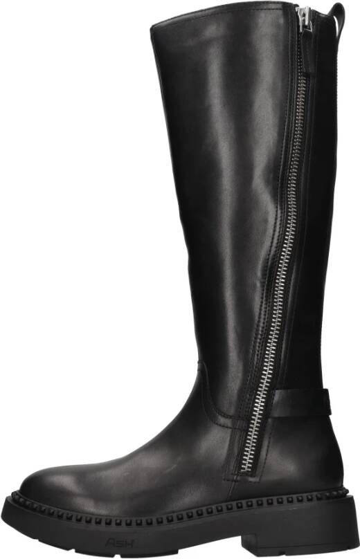 Ash Zwarte Leren Ritslaarzen Black Dames
