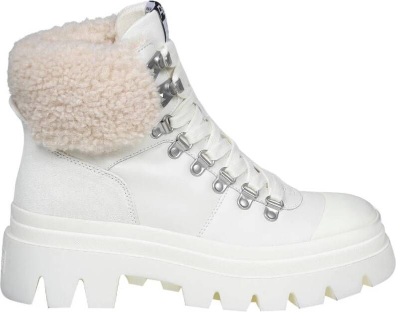 Ash Leren en suède Shearling Enkellaarzen White Dames