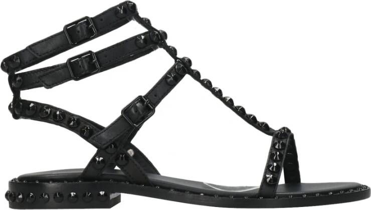 Ash Modieuze Leren Platte Sandalen voor Dames Zwart Dames