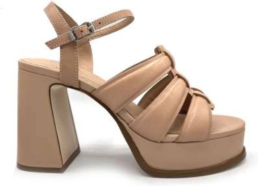 ASH Nude Leren Plateau Sandalen