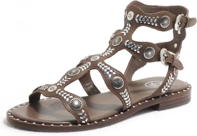 Ash Donkerbruine Lage Sandalen met Kooi Design Brown Dames