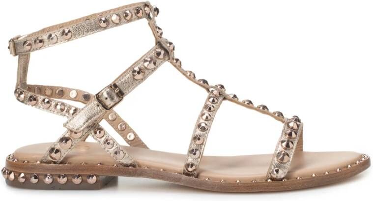 Ash Platte Sandalen met Gouden Studs Beige Dames - Foto 8