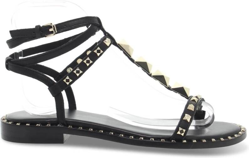Ash Platte sandalen voor vrouwen van leer Black Dames