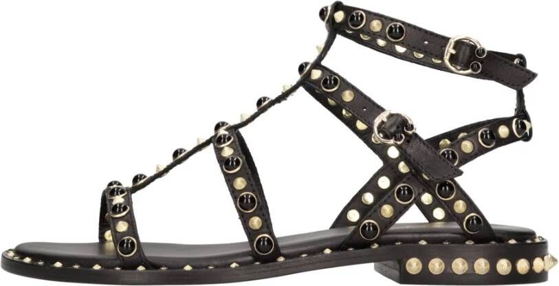 Ash Zwarte Leren Sandalen met Studs Black Dames