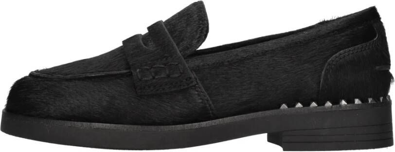 Ash Zwarte Koeienharen Loafers Ronde Neus Black Dames