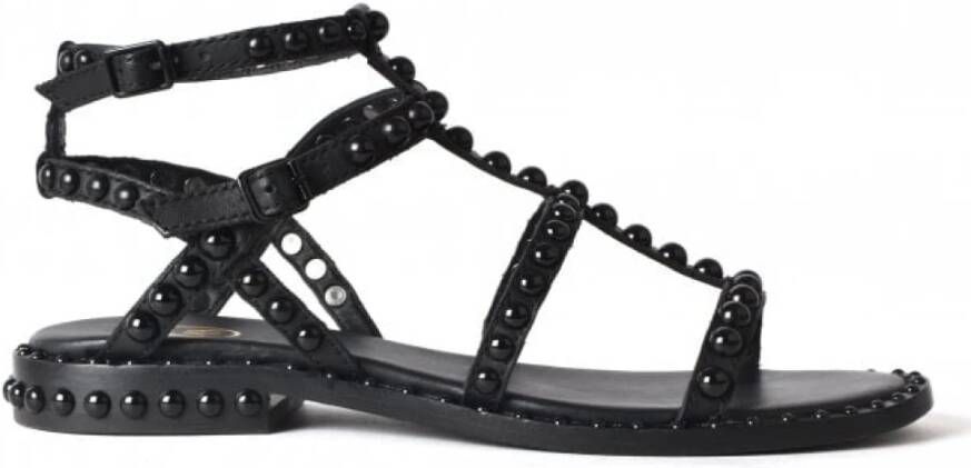 Ash Precious Platte Leren Sandalen Black Dames